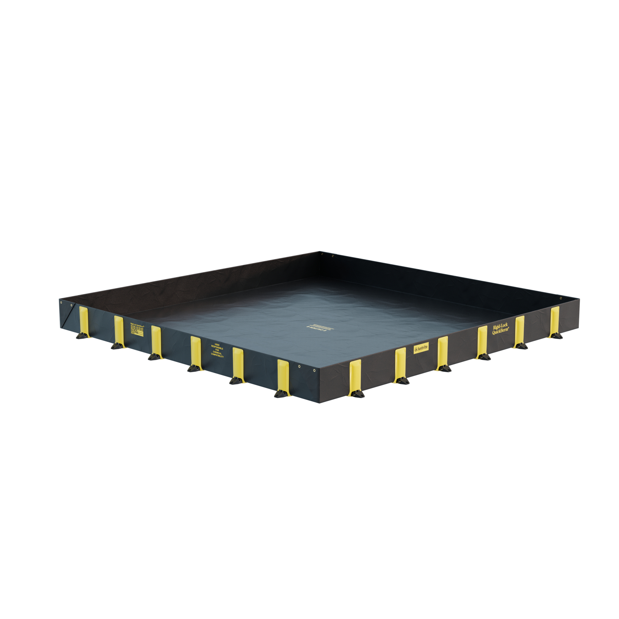 Justrite Rigid-Lock QuickBerm — 12ft. x 12ft. x 12in., 1075 Gallon Spill Capacity, Drive Over, Black, Model# 28522